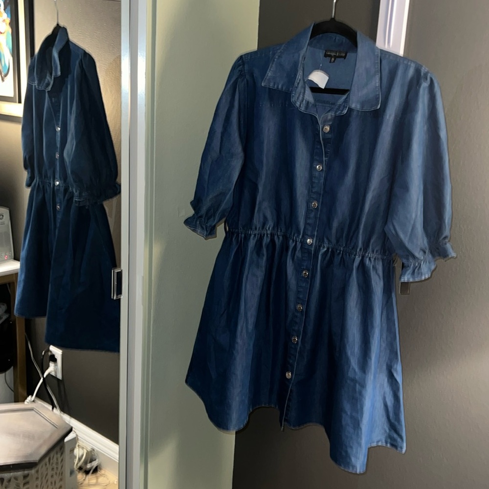 🛑 1 hour sale. XL Denim Chambray dress, by Larsyn & Lily